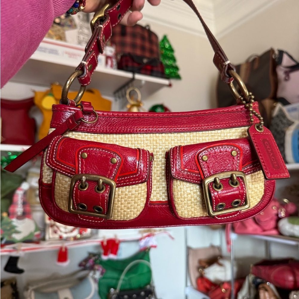 Coach  Mini Legacy Y2K 2005 Red and Tan Shoulder Bag